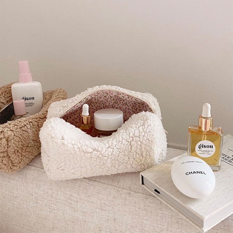 Teddy Plush Cosmetic Bag Japanese Style Lambswool
