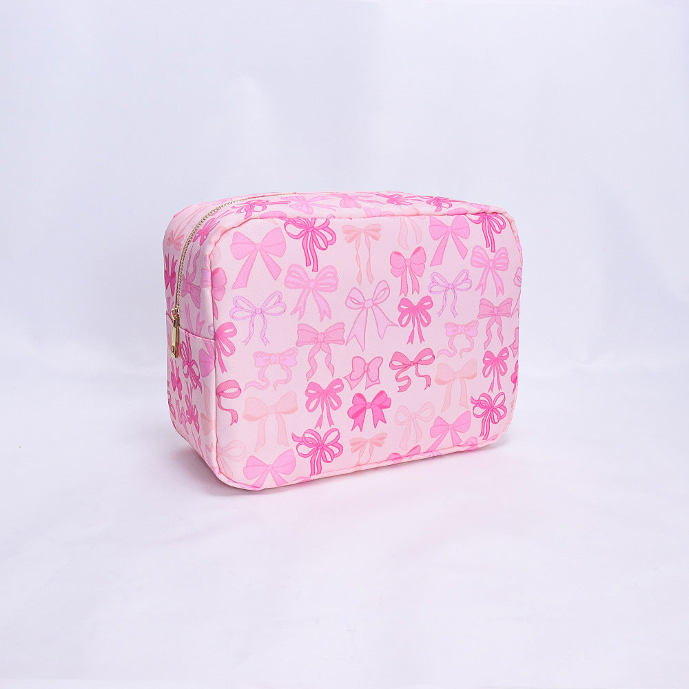 Printed Nylon Cosmetic Bag Travel Portable Storage