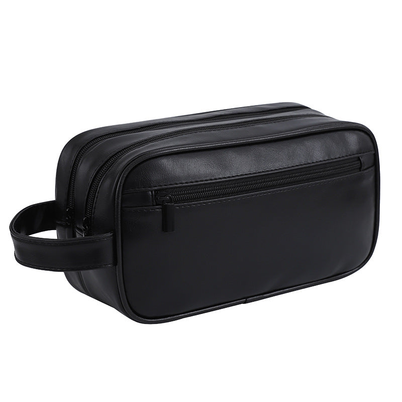 Cosmetic Bag Travel Portable Double Layer Men's PU Leather