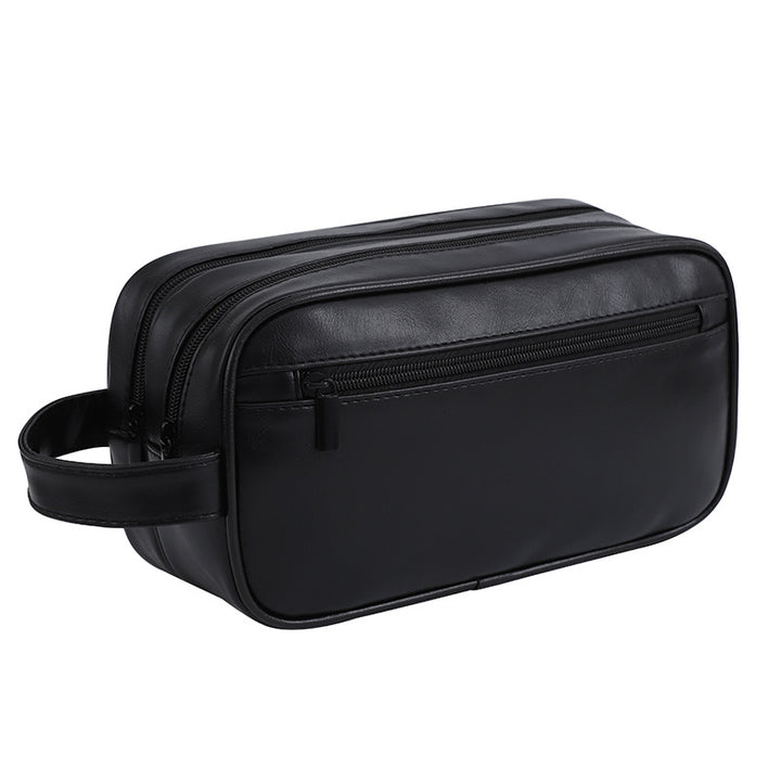 Cosmetic Bag Travel Portable Double Layer Men's PU Leather