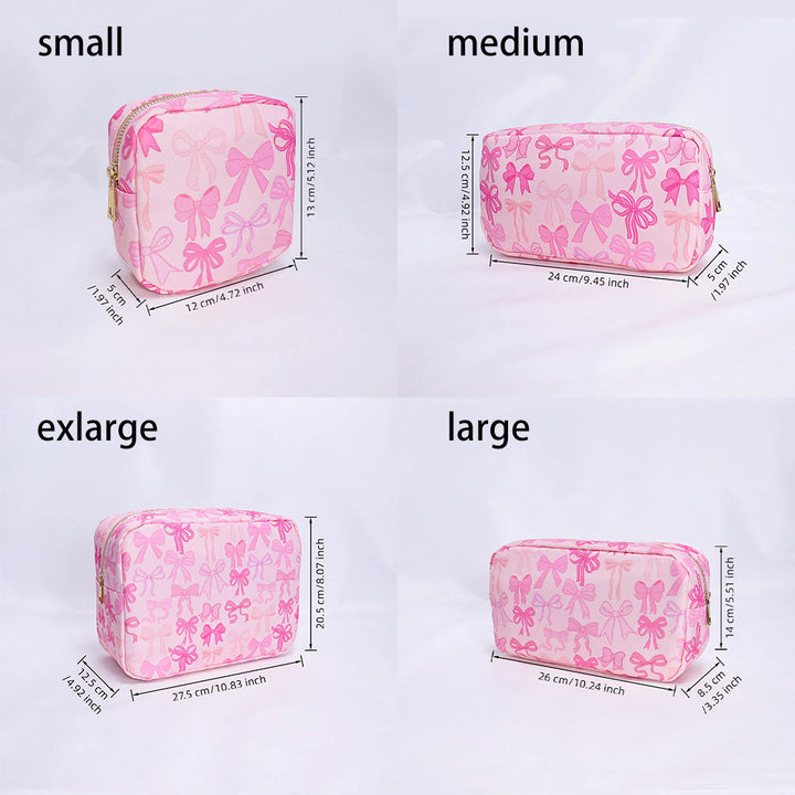 Printed Nylon Cosmetic Bag Travel Portable Storage