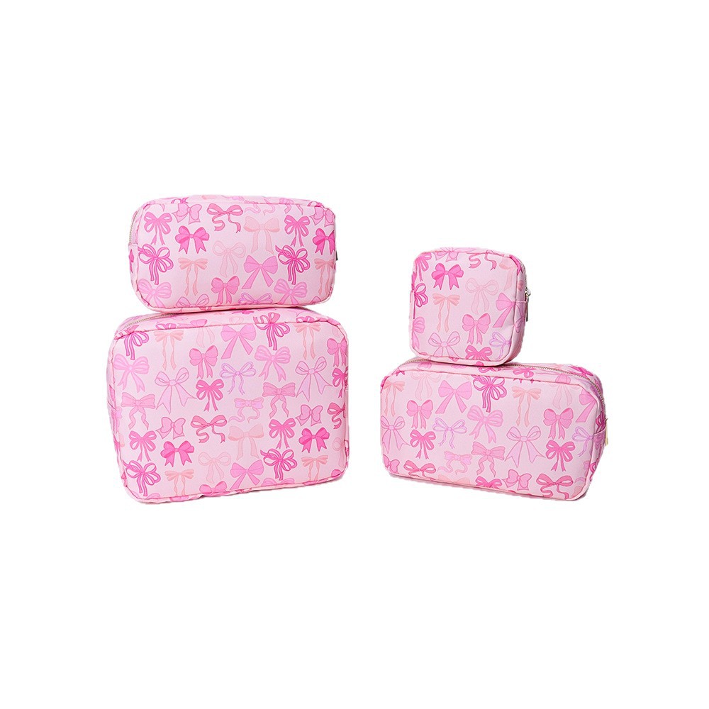 Printed Nylon Cosmetic Bag Travel Portable Storage